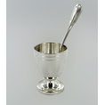 Coquetier 2 filets et sa cuillère assortie - Egg cups with egg spoons in silver metal