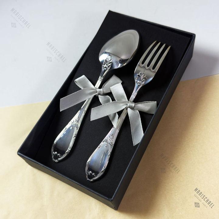 Couvert de naissance Filets Rubans 14.3 cm