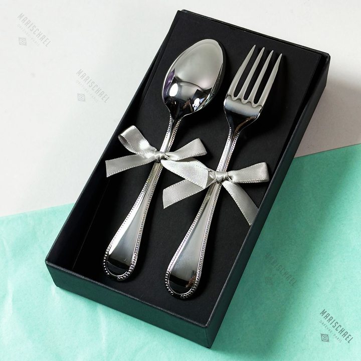 Couvert de naissance Perles 14.4 cm