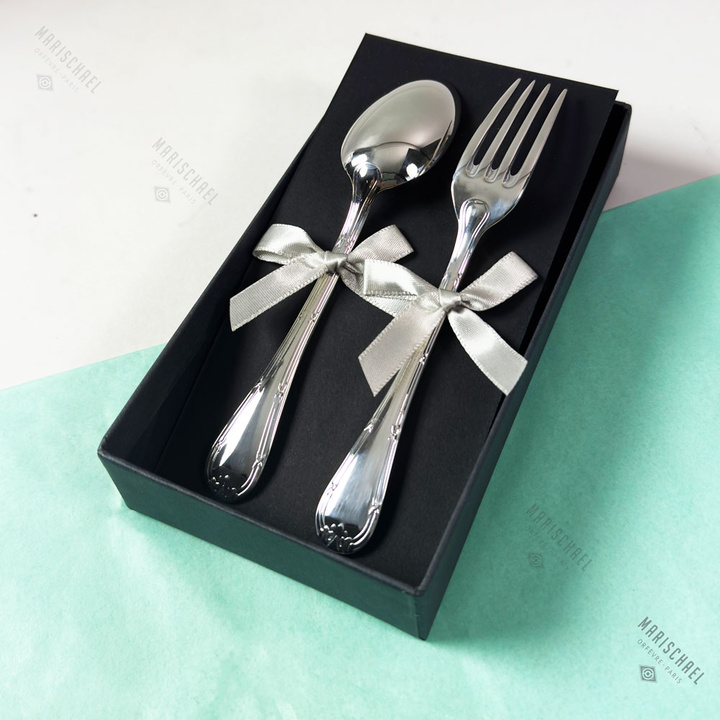 Couvert de naissance Rubans Croisés 14.5 cm