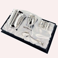 Coffret 4 pièces bébé Perles - Coffret 4 pièces bébé en métal argenté